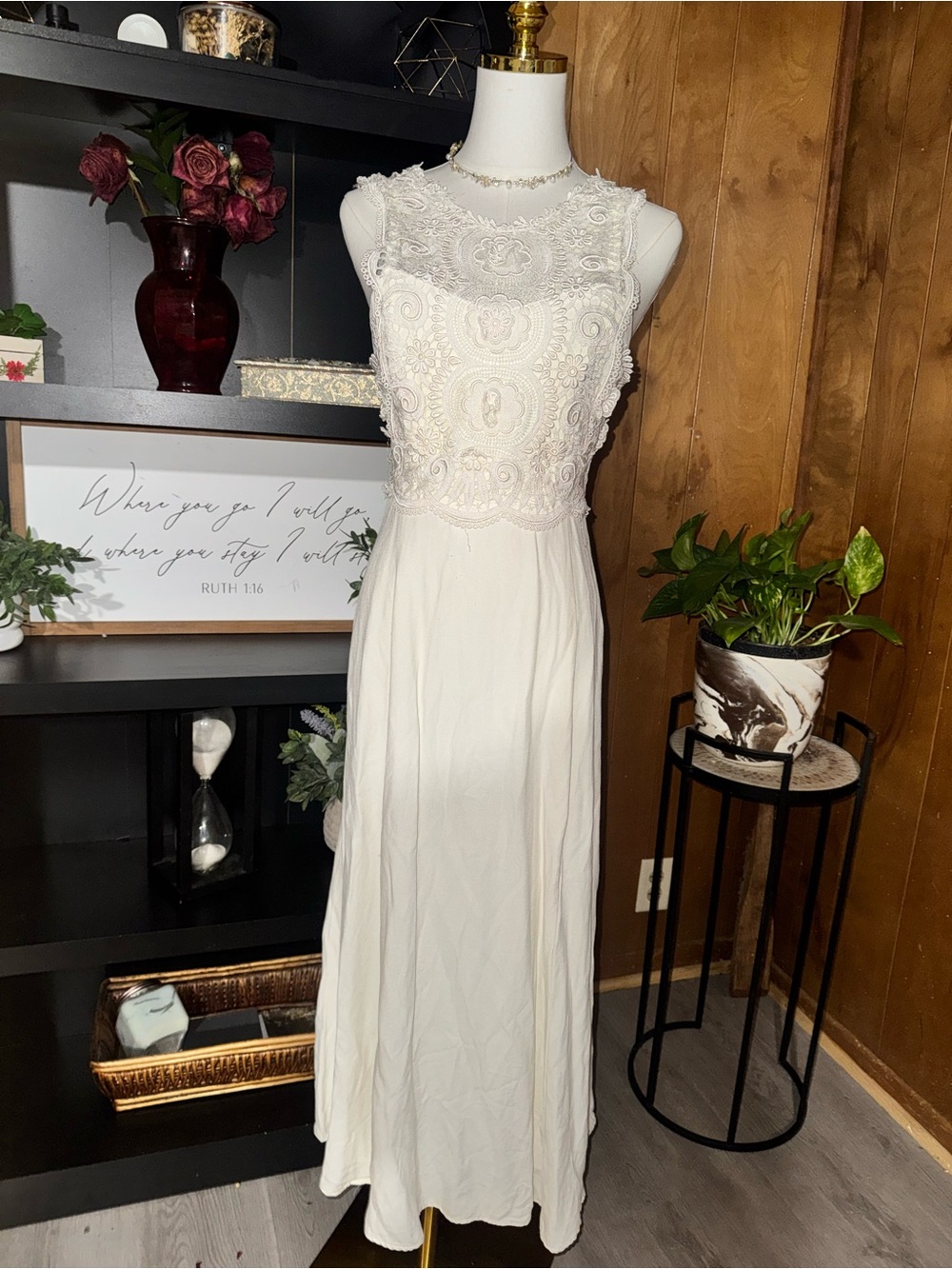 Vintage Susan Roselli Boho Bridal White Dress